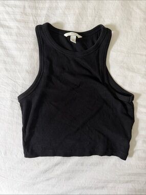 Classic Black Ribbed Crop Tank Top - Women